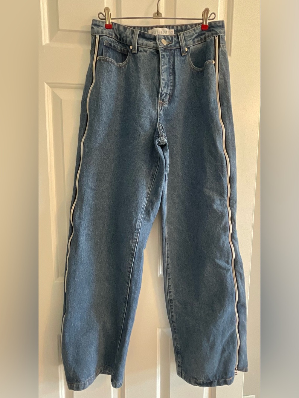 Vintage Y2K Dakota Blue Wide Leg Side Zipper Riot Jeans - Size 5/27